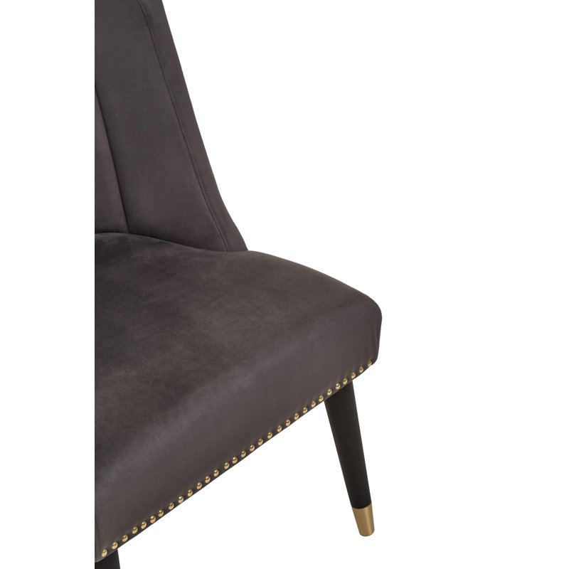 Azarion Velvet Chair With Black Legs, Grey