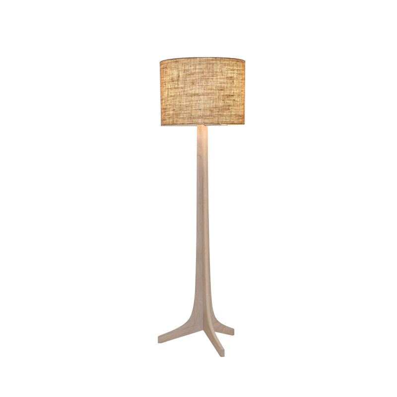 Lampe sur pied 59 po Nauta, Toile de jute, Chêne blanc délavé/laiton brossé
