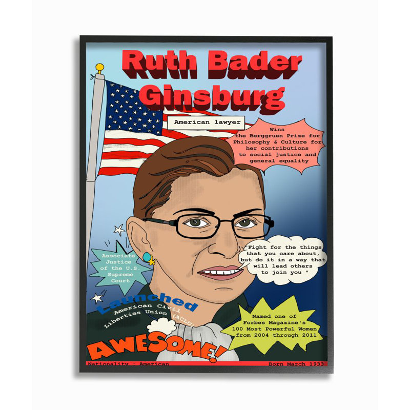 Ruth Bader Ginsburg Facts Magazine Cover Canvas Print in Black Frame