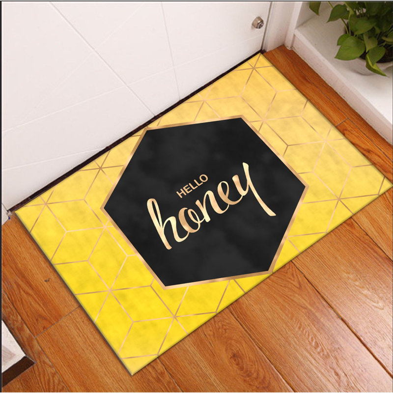 Tapis géométrique rectangulaire en polyester tissé à la machine 1 pi 8 po x 2 pi 7 po Eduvigo