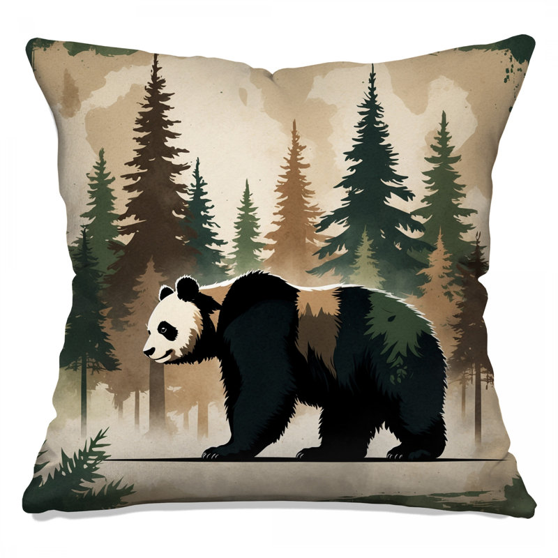 Panda Forest Illustration Double Sided Throw Pillows, 20 x 20 inches