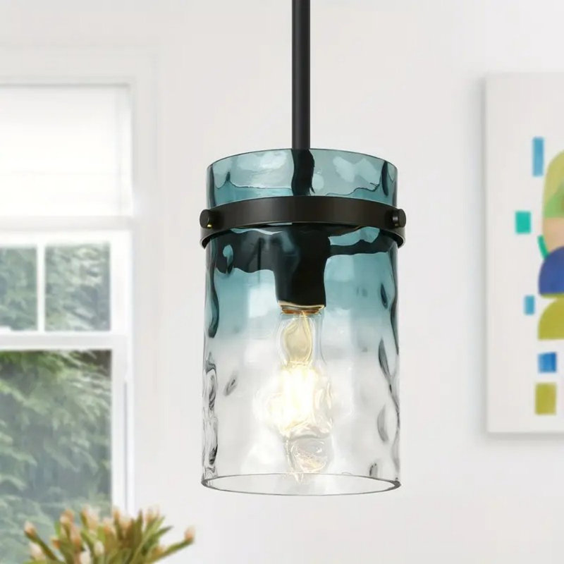 Luminaire suspendu moderne en verre dégradé, Bleu dégradé