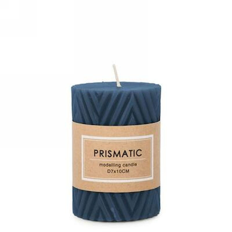Bougie cylindrique sans parfum, H 4 po x l 3 po x P 3 po, Bleu