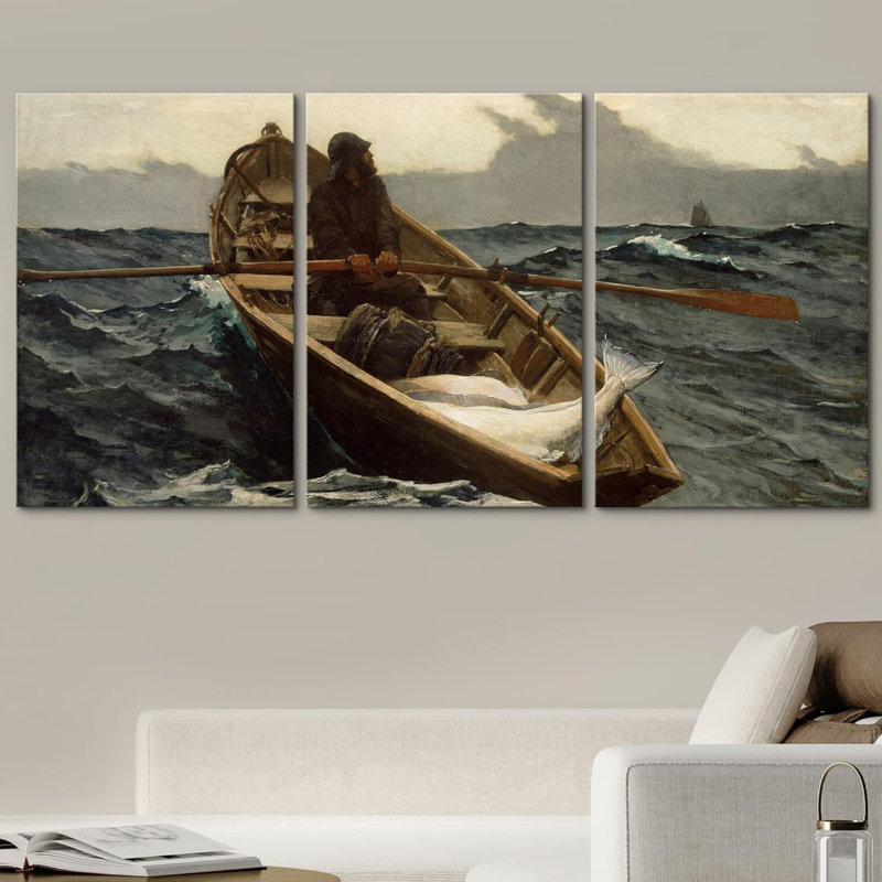 «The Fog Avertissement» par Winslow Homer, impression sur toile 3 pièces, H 24 po x l 16 po x P 1,5 po, Toile tendue