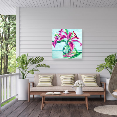 Lis roses bolologiens sur toile