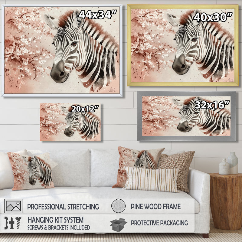 Zebra Tranquility Expression - impression murale zébrée, H 34 po x l 44 po, Noir