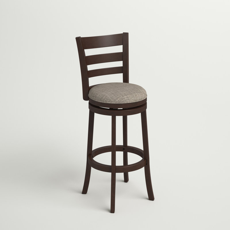 Tabouret de bar et de comptoir pivotant Adelynn, Cerisier foncé, Lin gris, Tabouret de bar (hauteur de siège de 29,96 po)