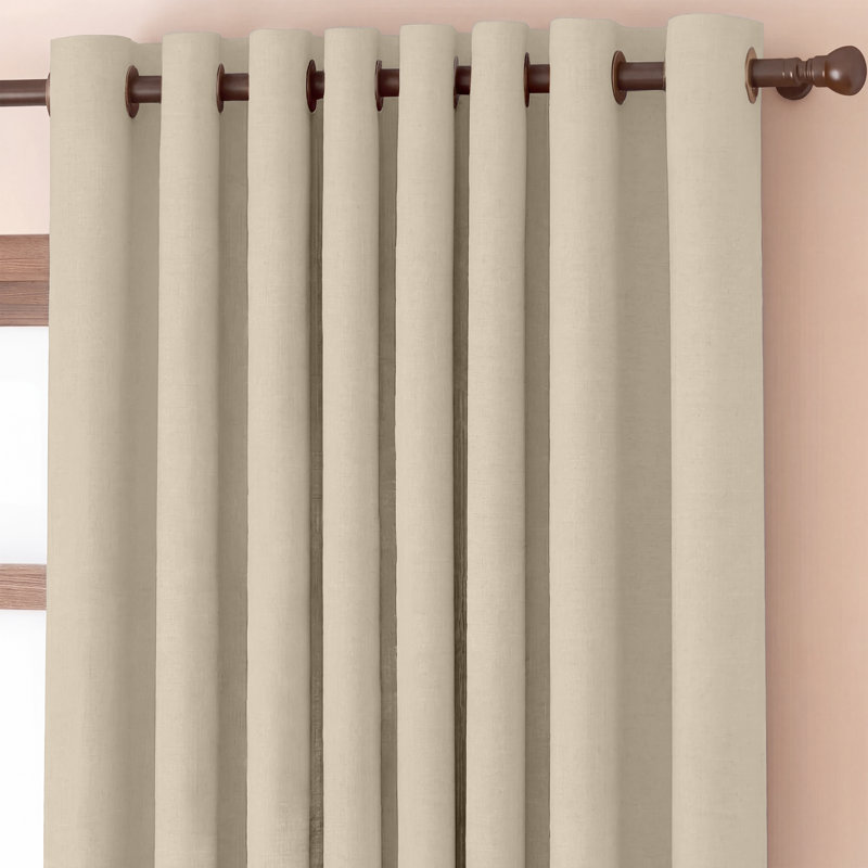 Premium 230 GSM 100% Blackout Eyelet Room Darkening Curtain Pair, 117 W x 137 D cm, Cream