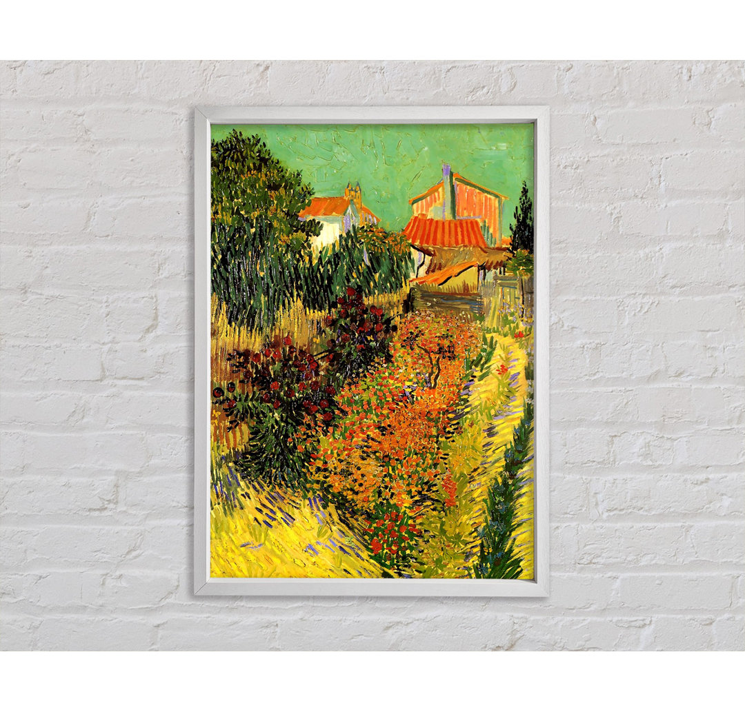 Van Gogh Garten hinter einem Haus - Einzelner Bilderrahmen Kunstdrucke auf Leinwand