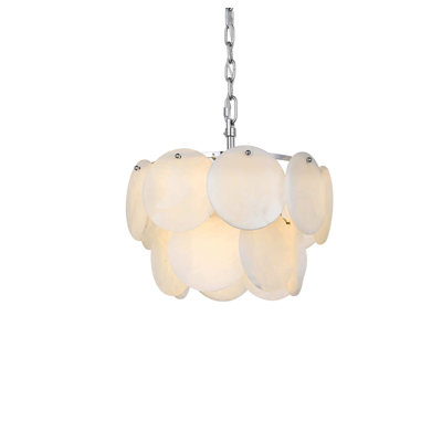 Lustre en albâtre 16 pouces Charlotte en chrome