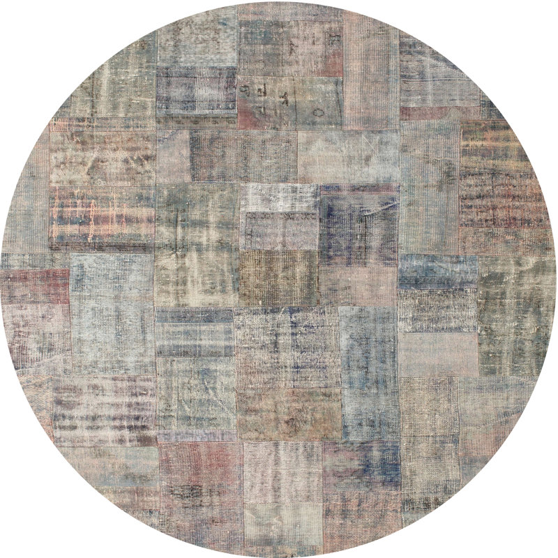 Tapis gris/noir/brun zone contemporaine, Rond 7 pi