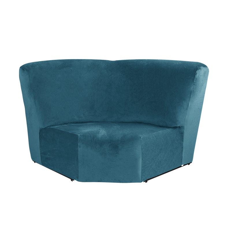Housse pour canapé à coussins carrés/rectangulaires, Velours bleu paon