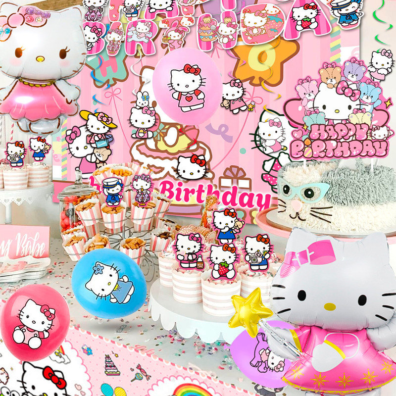 36 pièces d'articles de fête d'anniversaire Hello Kitty, ensemble de décorations pour enfants Hello Kitty