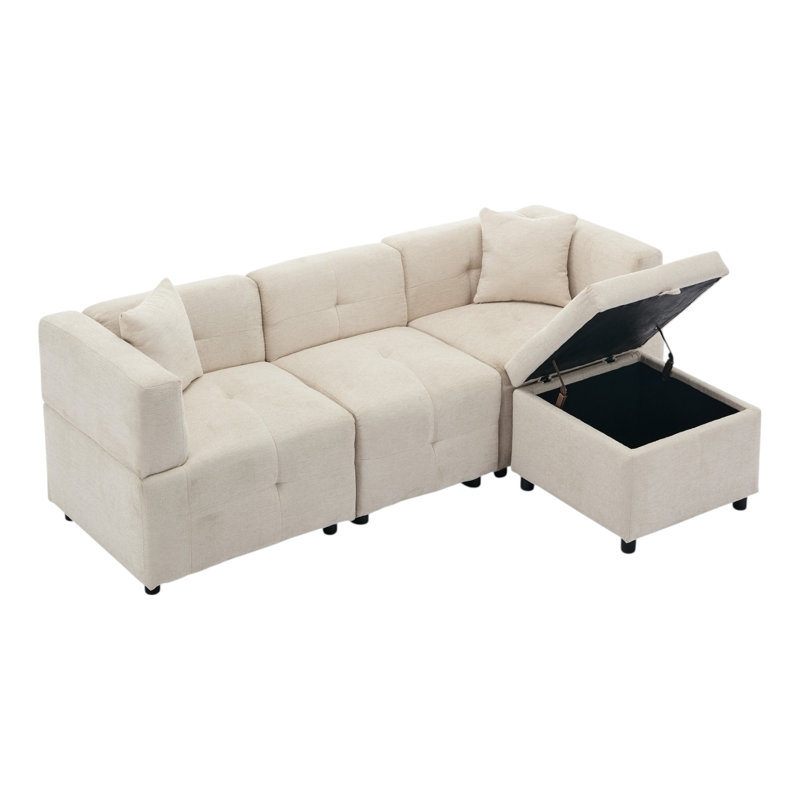 4 Seater Fabric Sofa, Beige
