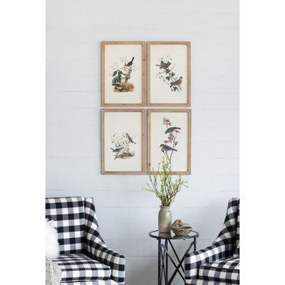 15,5 x 23,5 po, impression d'oiseaux encadrés, ajouter du caractère à vos murs 4 décorations murales 15,5 x 23,5 po, créer une maison élégante