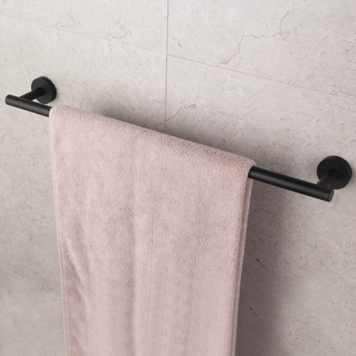 Porte-serviettes 33 po en acier inoxydable noir mat, fixation murale contemporaine pour salle de bain et cuisine