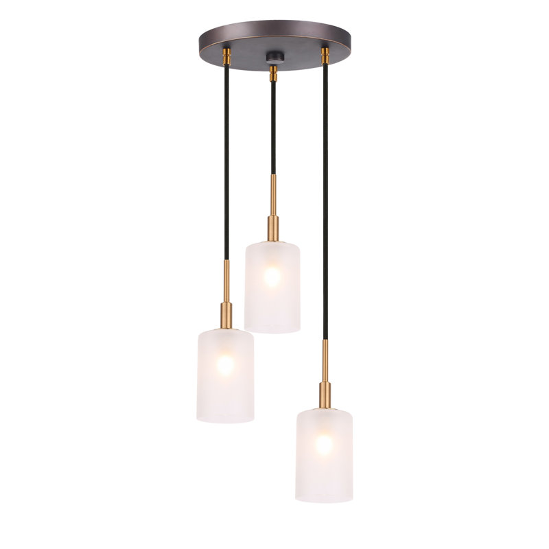 Herr 3 - Light Cluster Pendant, Satin Nickel/Bronze, Halogen
