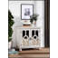 Armoire de rangement classique avec finition blanche antique, portes miroir et poignées suspendues pour un décor moderne et traditionnel-2047677183