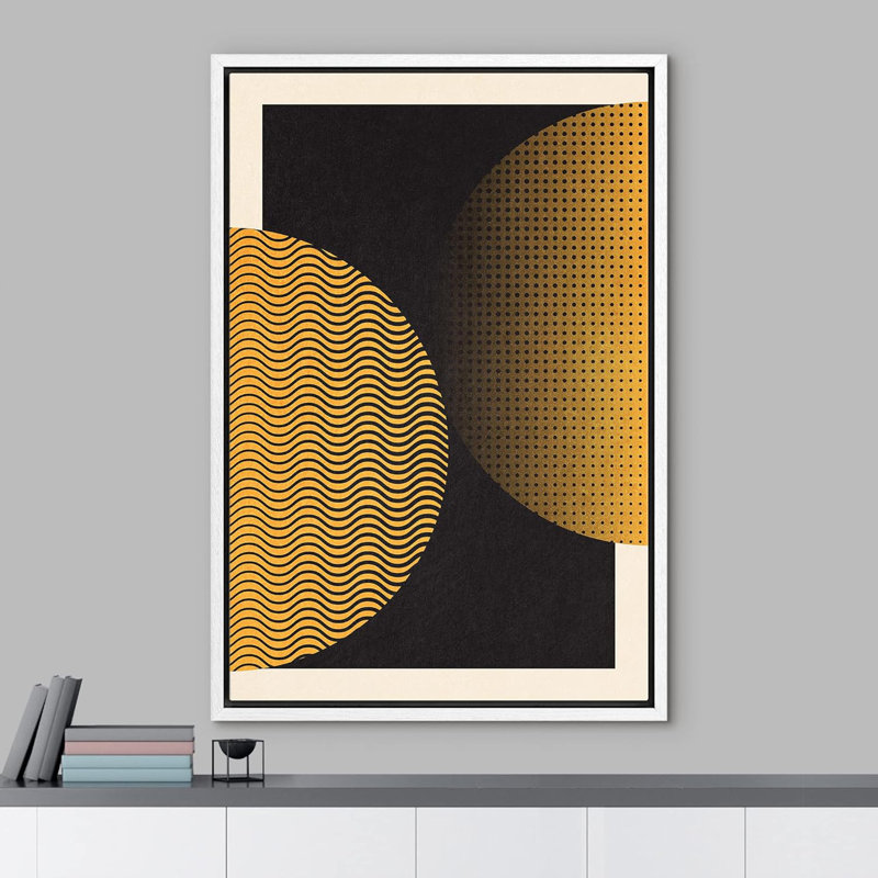 Abstrait, blocs de couleurs vibrantes, soleil jaune, grille géométrique, motif abstrait, Blanc, H 36 po x l 24 po
