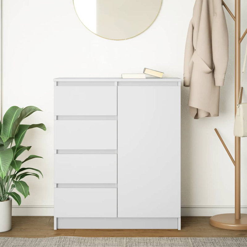 Sideboard With Drawers 71X35x84 Cm Engineered Wood, White