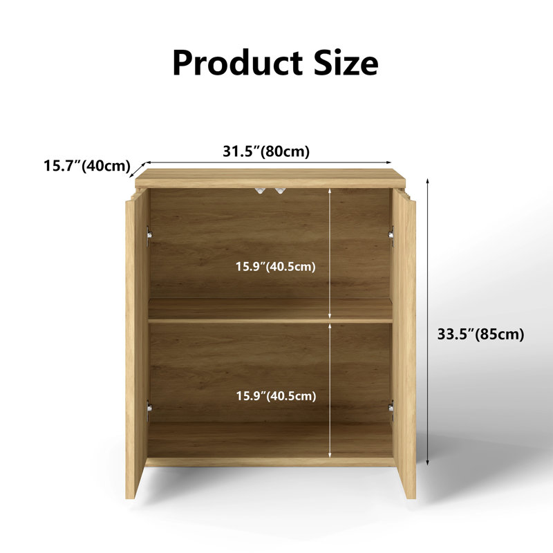 31.5" Accent Cabinet With Adjustable Shelves, Light Yellow Wood