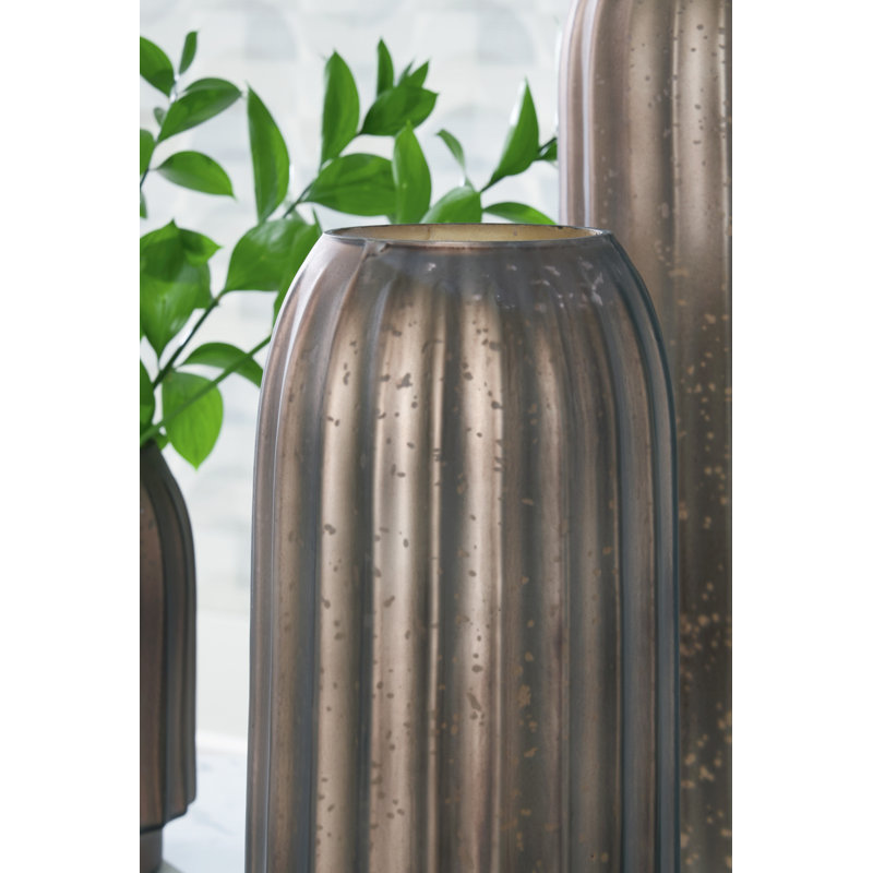 Matte Brown Fluted Glass Table Vase