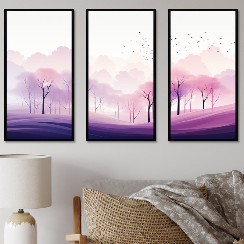 Ensemble de salon Minimalisme, forêts, fréquence III, Cadre flottant noir, H 40 po x l 60 po x P 1 po