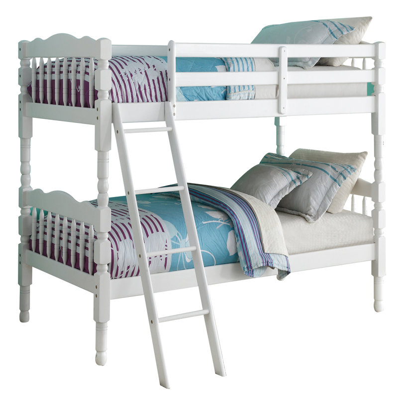 Lit superposé Twintwin en blanc, pouvant accueillir un matelas simple pour chambre à coucher simple, convient parfaitement aux décors de chambre à coucher
