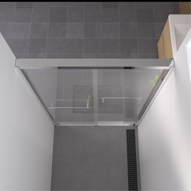 44-48"X76" Aluminum Frame Double Sliding Shower Door,Bypass Bathroom Sliding Door With Premium 1/4" (6Mm) Clear Tempered Glass, Chrome Hardware Sliding Glass Shower Enclosure,Chrome Finished