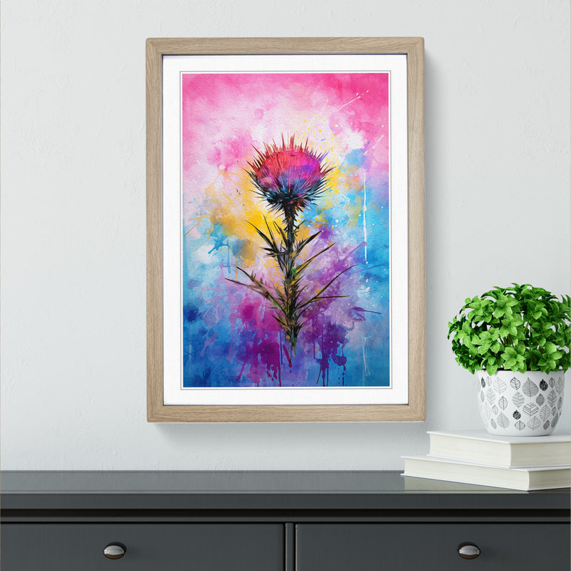 Thistle Abstract Framed Print, Oak Framed, 46cm H x 34cm W