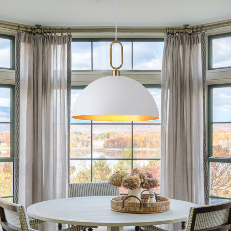 Meghrig 1 - Light 17.7"/19.7"/23.6" Wide Modern Industrial Oversized Large Single Dome Pendant with Wrought Iron, White