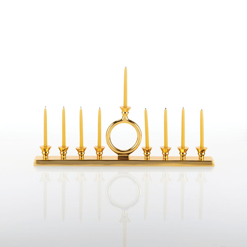 O' Menorah Metal Candelabra, Gold