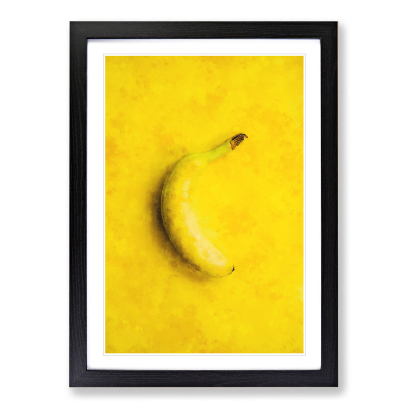 Yellow Banana - Picture Frame Graphic Art, Black Framed, 48cm H x 36cm W x 2cm D