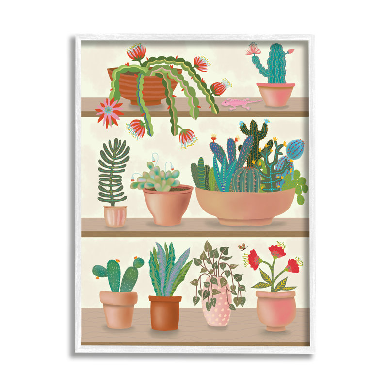 Succulent moderne chic - impression, H 14 po x l 11 po, Giclée encadrée blanc bord de mer