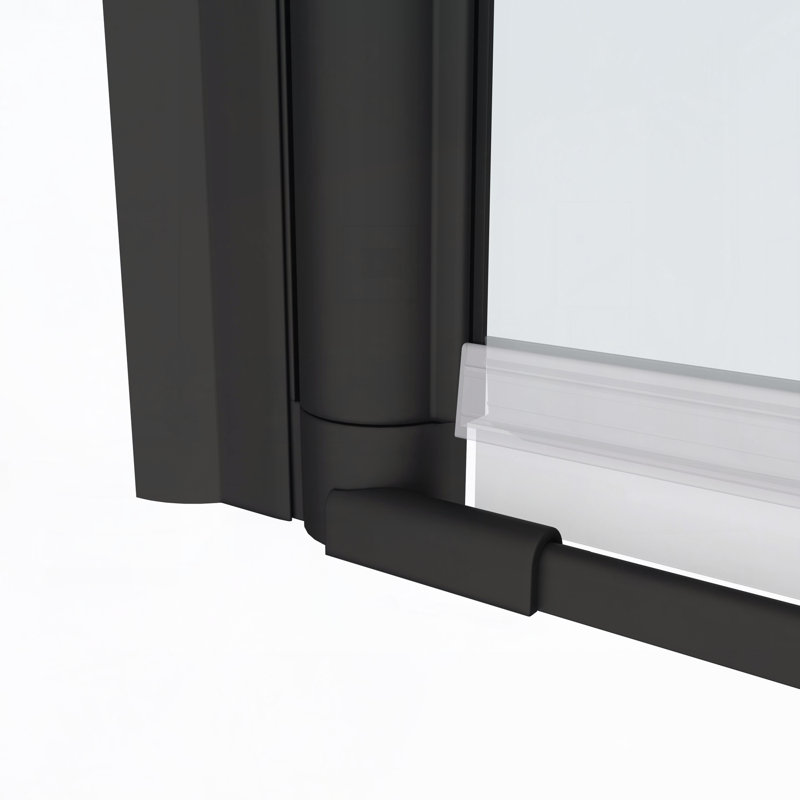 1 3/8" adjustment,universal pivot shower door, open outside, with 1/4" tempered glass, Matte Black