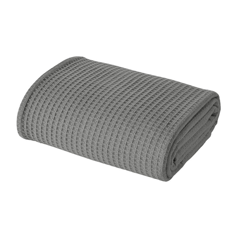 Couverture thermique moderne 100% coton gaufré Modern, Lit simple, Gris foncé