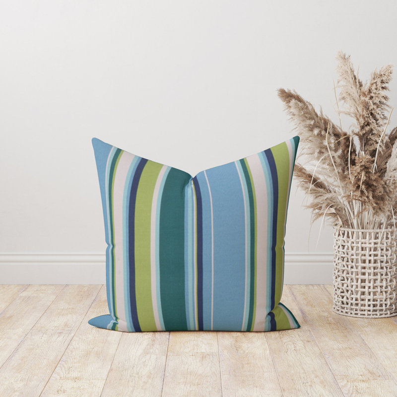 Striped Outdoor Reversible Pillow Cover, 15.5" x 15"