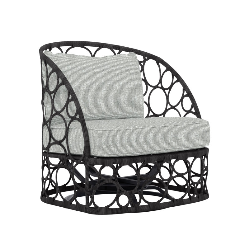 Bali Swivel Patio Chair with Cushions, Cream Outdoor Poly 6070-002, Lava