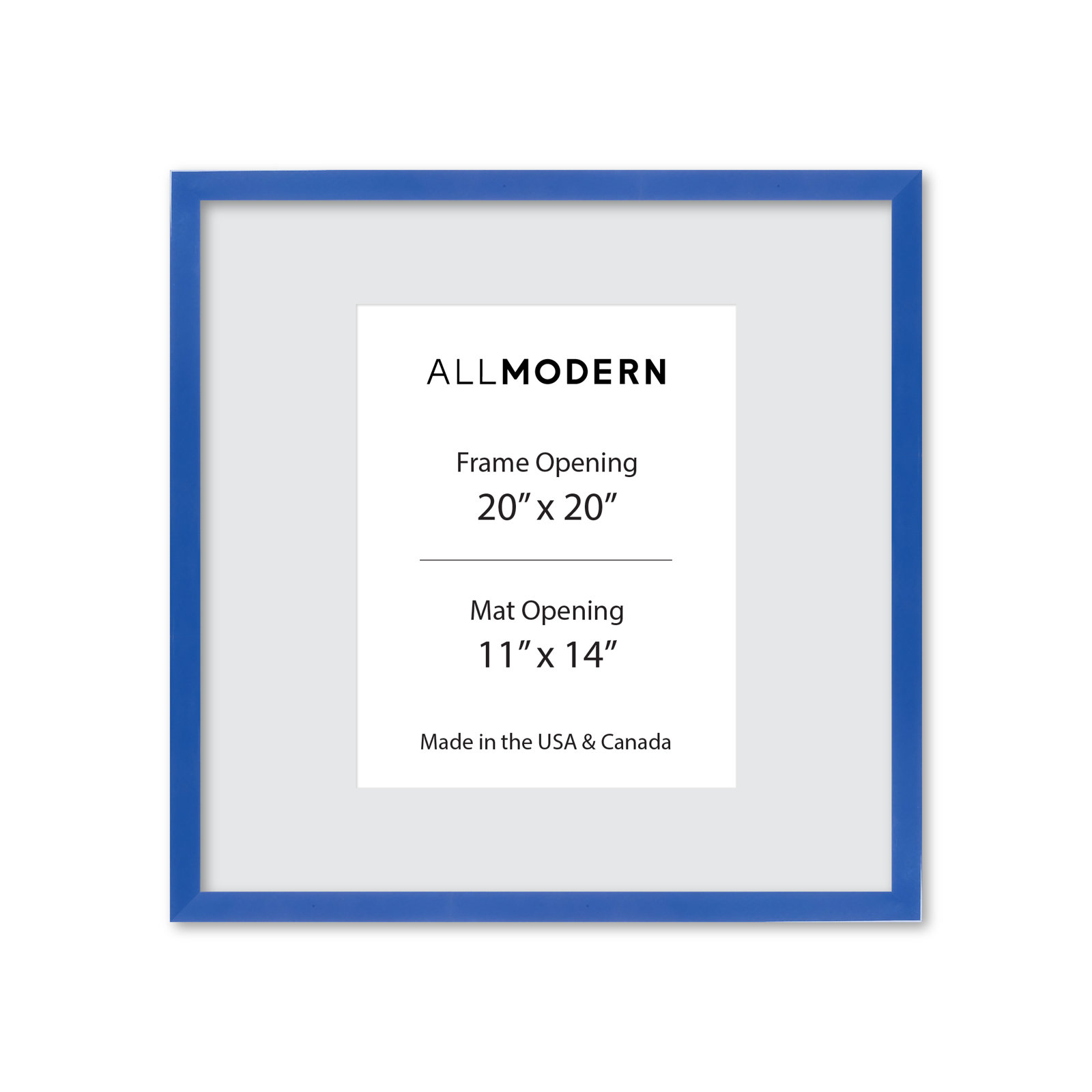 Benny Solid Wood Picture Frame, 21.75" x 21.75", Seaport Blue, Included Mat