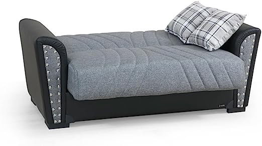 Ballone 67" Fabric Convertible Sleeper Loveseat, Gray Polyester Blend