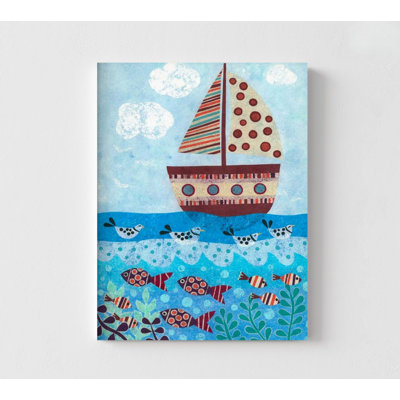 Nautical Nursery Decor, Beach Nursery Art, Underwater Art Print, Small Boat Poster, Ocean Baby Art, Sea Nursery Art, Wall Art