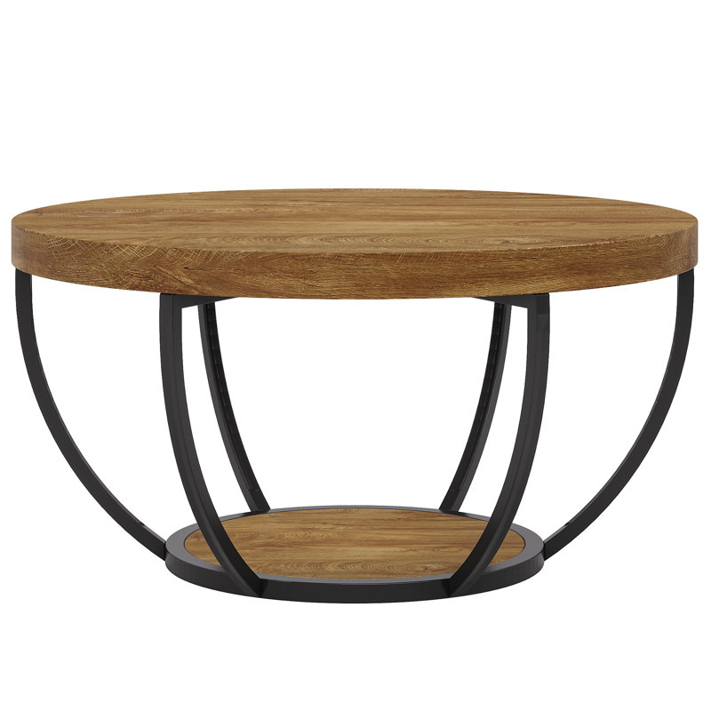 Floor Shelf Coffee Table, Black, Brown