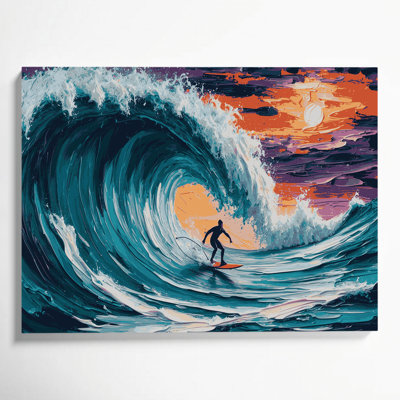 Sports Surfing Blue Canvas Wall Art