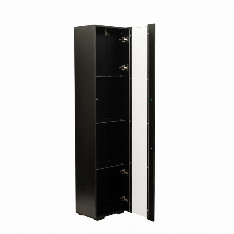 Side Cabinet With Aluminum Strip Lamp,With Large Storage Space, Black