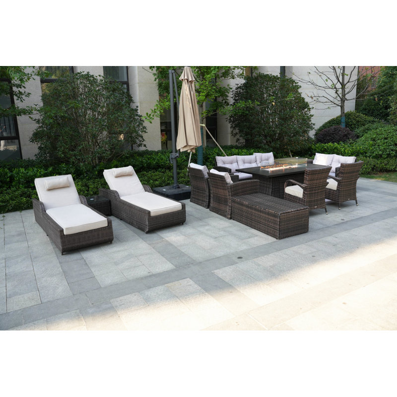 11 - Person Patio Conversation Set with Cushions