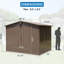 Entrepôt extérieur en métal 8,2 pi x 6,2 pi - Rangement utilitaire pour portes de patio verrouillables doubles, évents, rouille, jardin de dépôt brun