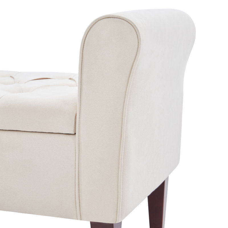 Banc de rangement en polyester touffeté, Gris clair, H 23,6 po x l 48 po x P 18,9 po
