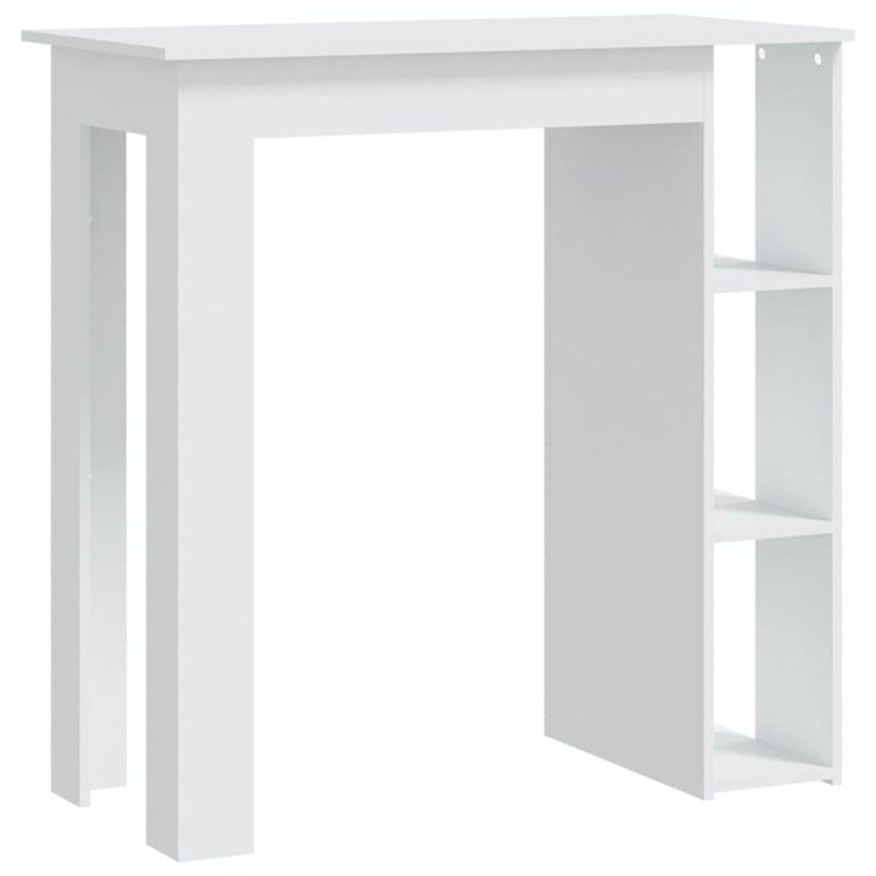 Bar Table Kitchen Pub Table Bistro Table with Shelf Engineered Wood, White