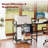 3 Tier Heavy Duty Printer Stand with Storage, Computer Tower Stand with Industrial Wheels & Drawer, Large Mobile Printer Table for Home Office Organization (Brown)-596775561