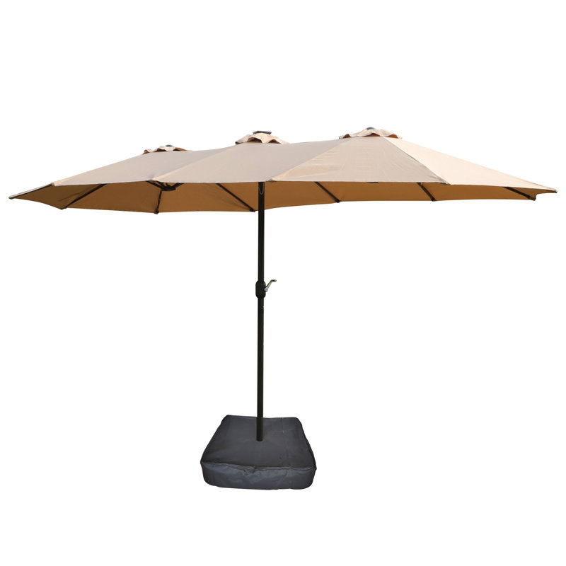Double parasol avec grand abat-jour pour plage - tissu de cour arrière taupe 15 pi